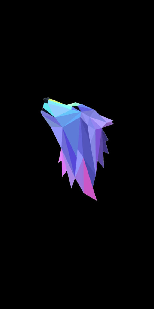 Stunning Geometric Anime Wolf Wallpaper in Vibrant Blue & Pink