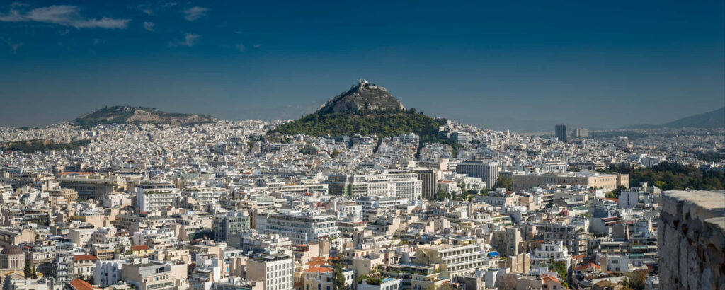 Panoramic View: A Stunning Widescreen Wallpaper of Mount Lycabettus and Athens