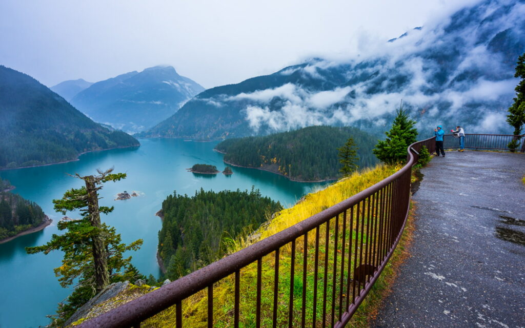 Captivating Autumn Colors at Diablo Lake Overlook in North Cascades National Park Wallpaper