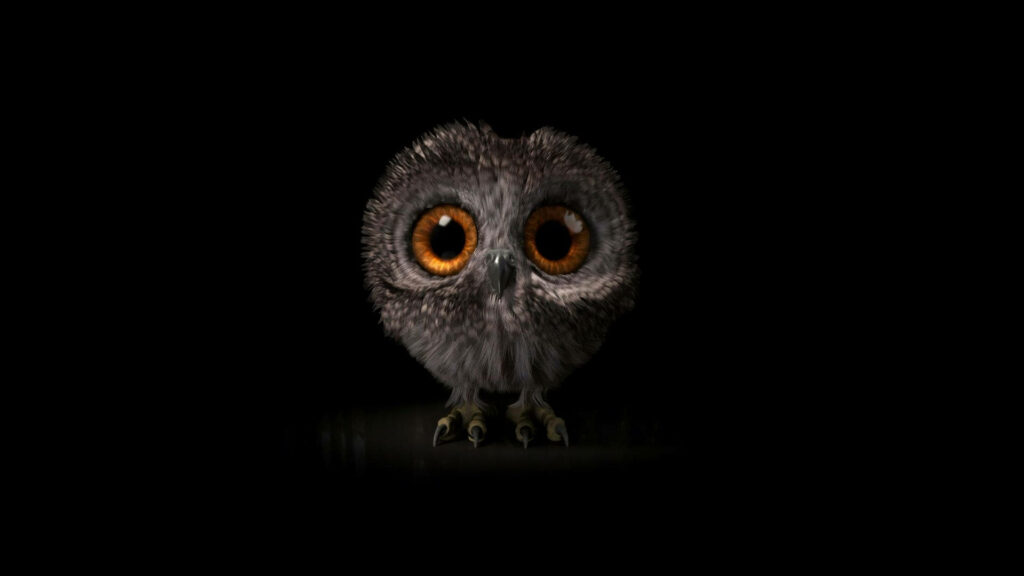 Captivating Baby Owl Wallpaper with Expressive Orange Eyes
