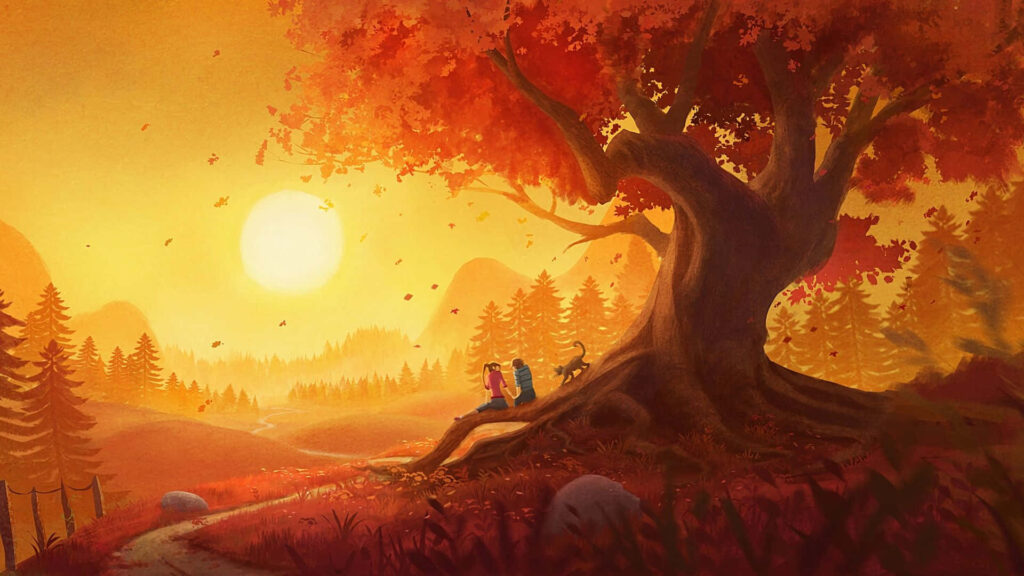 Golden Horizon: Captivating Sunset Painting as a Serene Desktop Wallpaper
