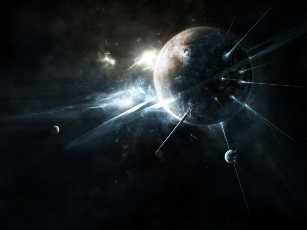Black and White Cosmic Landscape Wallpaper: A Journey Through Space