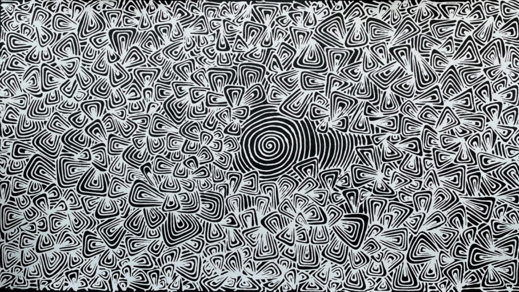 Captivating Black and White Spiral Wallpaper with Geometric Patterns
