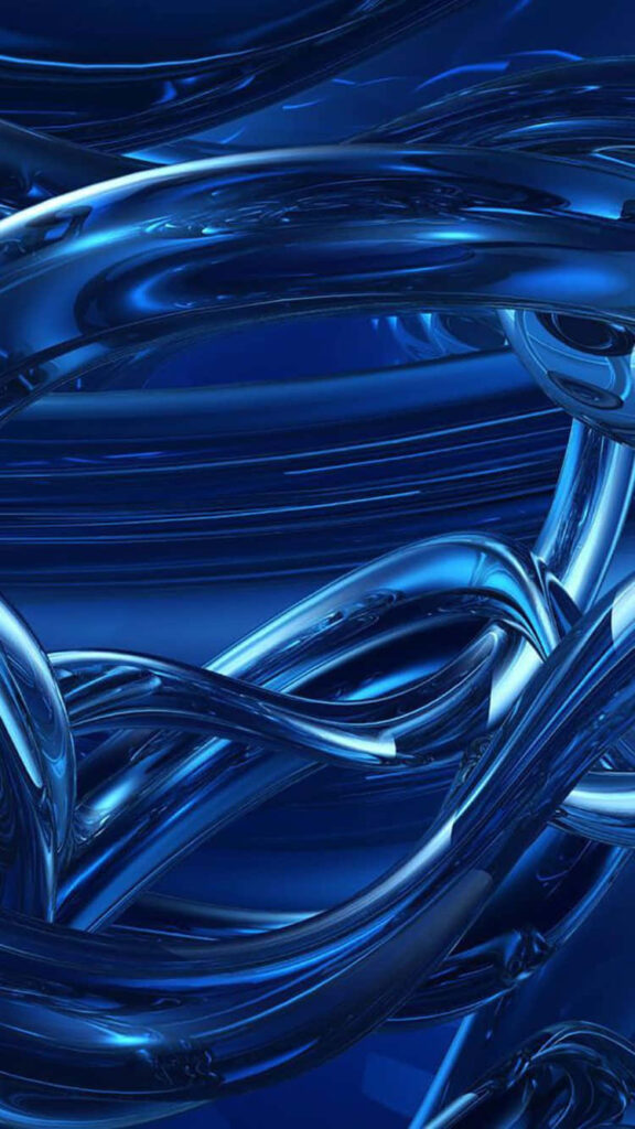 Captivating Blue Abstract Wallpaper with Swirling Curves & Glossy Texture