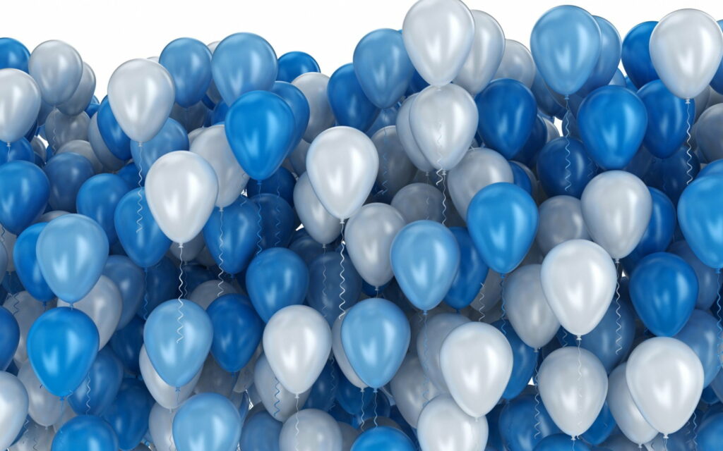 Whimsical Blue Balloon Tapestry: A Captivating QHD Wallpaper with Textured White and Blue Patterns