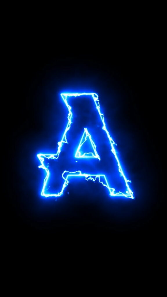 Shimmering Spectrum: Vibrant A in LED Glow – HD Phone Wallpaper with Alphabet Letters