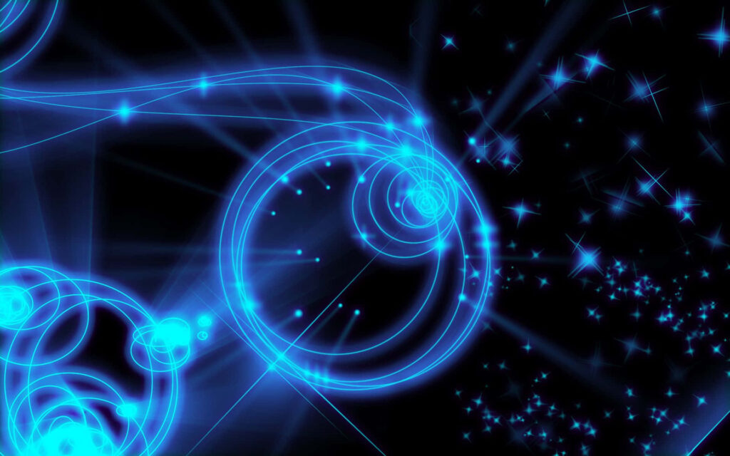 Futuristic Blue Neon Swirls Wallpaper with Starry Accents