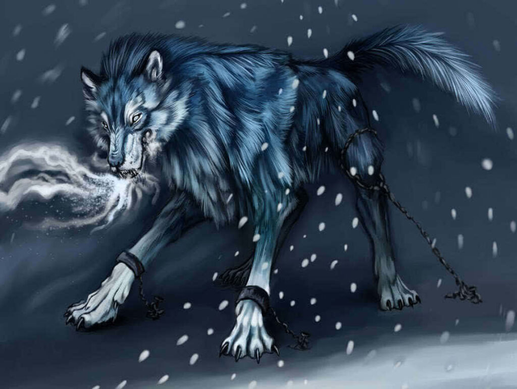 Powerful Blue Wolf Wallpaper: Captivating Fantasy Background