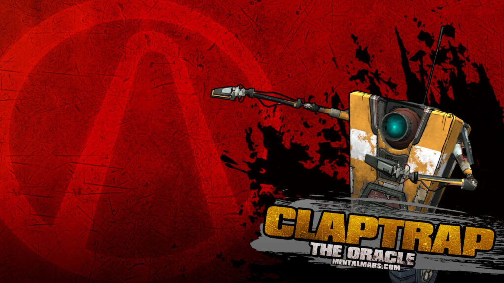 Borderlands 3 Claptrap Wallpaper in Red Background with Blood Splatter - The Oracle Character Image