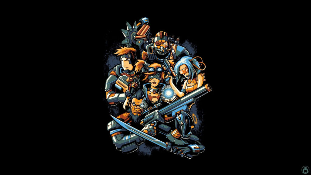 Borderlands 3 Wallpaper: Colorful Characters in Action on Dark Background