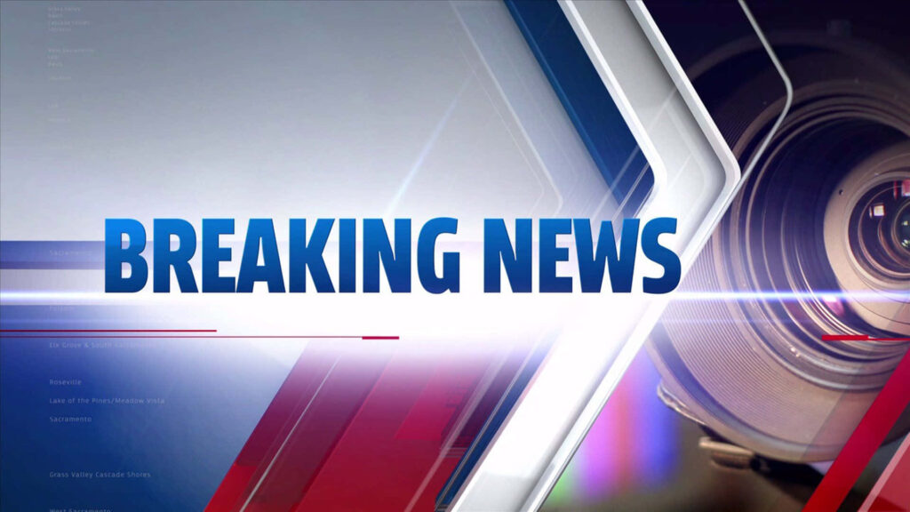 Breaking News wallpaper with camera lens blue text and California locations on dynamic backdrop
