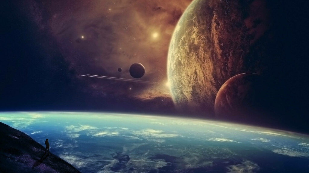Planetary Paradise: Captivating Outer Space Scenery with Stunning Background Wallpaper