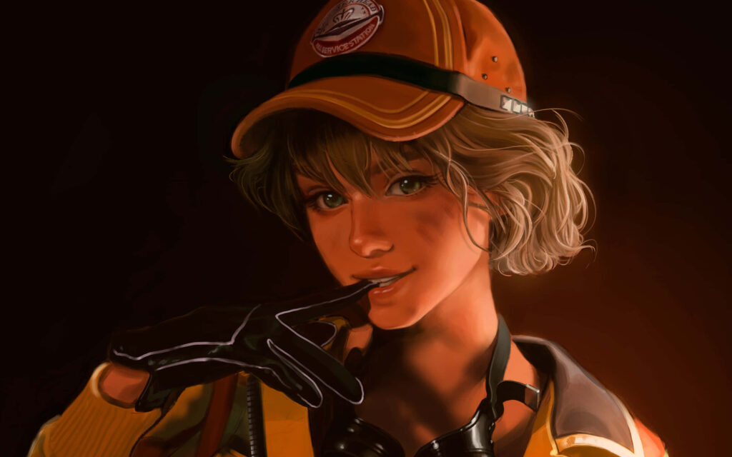 Cindy, the Stylish Mechanic of FF 15, Flaunts Her Pixie Cut under a Stylish Cap Wallpaper