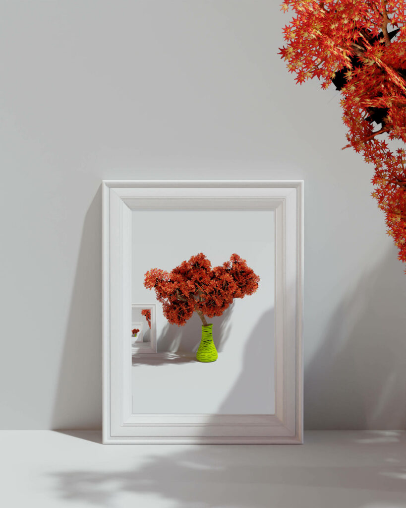 Real Floral Bliss: Captivating Red Blossom Amidst a Whimsical White Canvas Wallpaper
