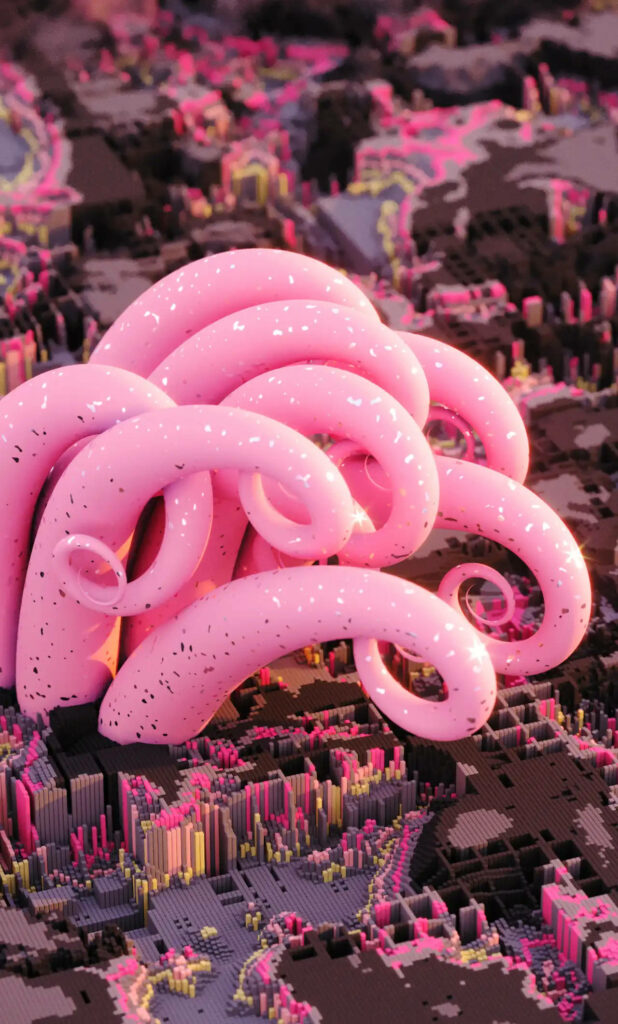 Eccentric Pink Tentacles: A Unique iPhone Background in 3D Wallpaper