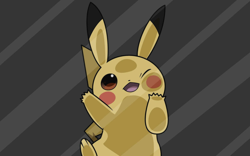 The Adorable Pikachu: A Vibrant 3D Background Photo of the Electric Pokémon against a Sleek Black and Grey Backdrop Wallpaper
