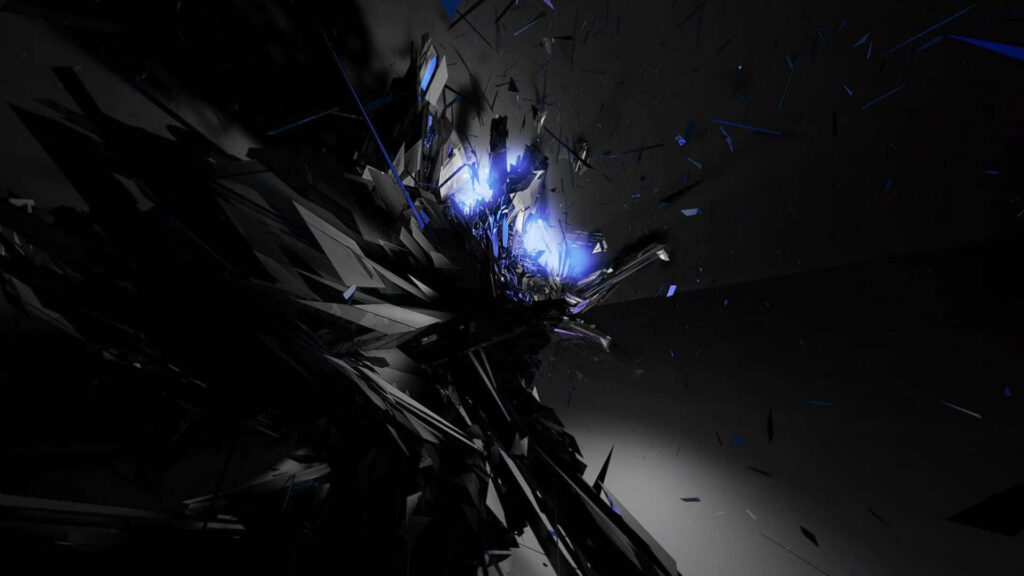 Dark Abstract Art: Chaotic Angles with Emanating Blue Light Wallpaper