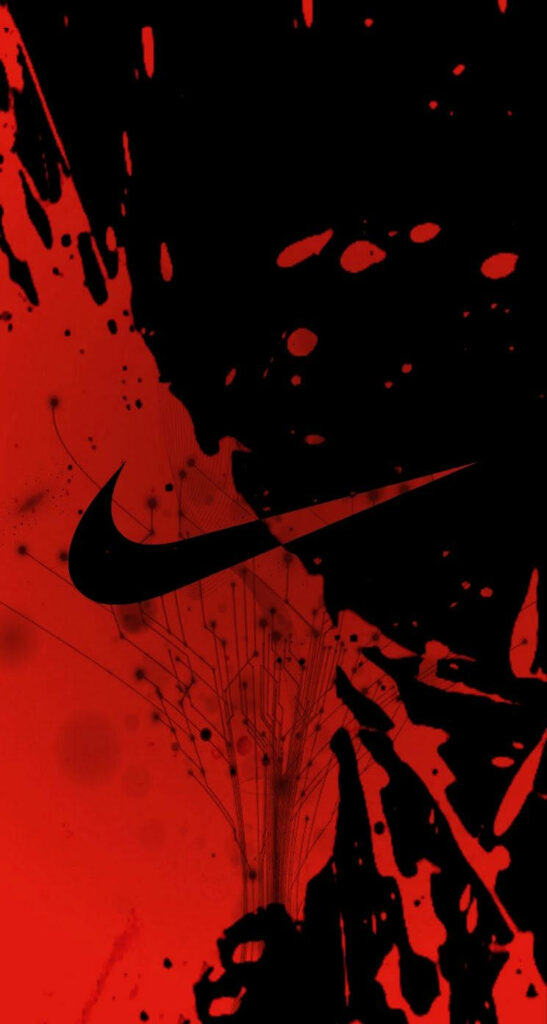 Sleek and Striking: Captivating Nike Emblem on a Stylish Red and Black Wallpaper