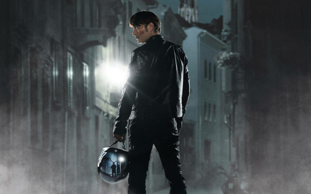 Dramatic Dr. Hannibal Lecter Wallpaper with Urban Misty Backdrop