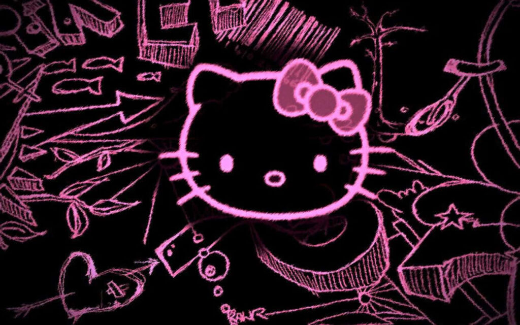 Brooding Hello Kitty meets Emo vibes - Moody Hello Kitty background image in 1280 X 800 resolution Wallpaper