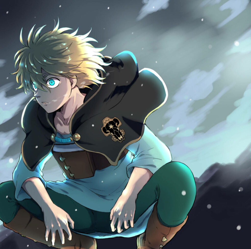 Blonde-haired Luck Voltia: A Surprised Digital Illustration of a Black Clover Magic Knight with Exceptional Details Wallpaper