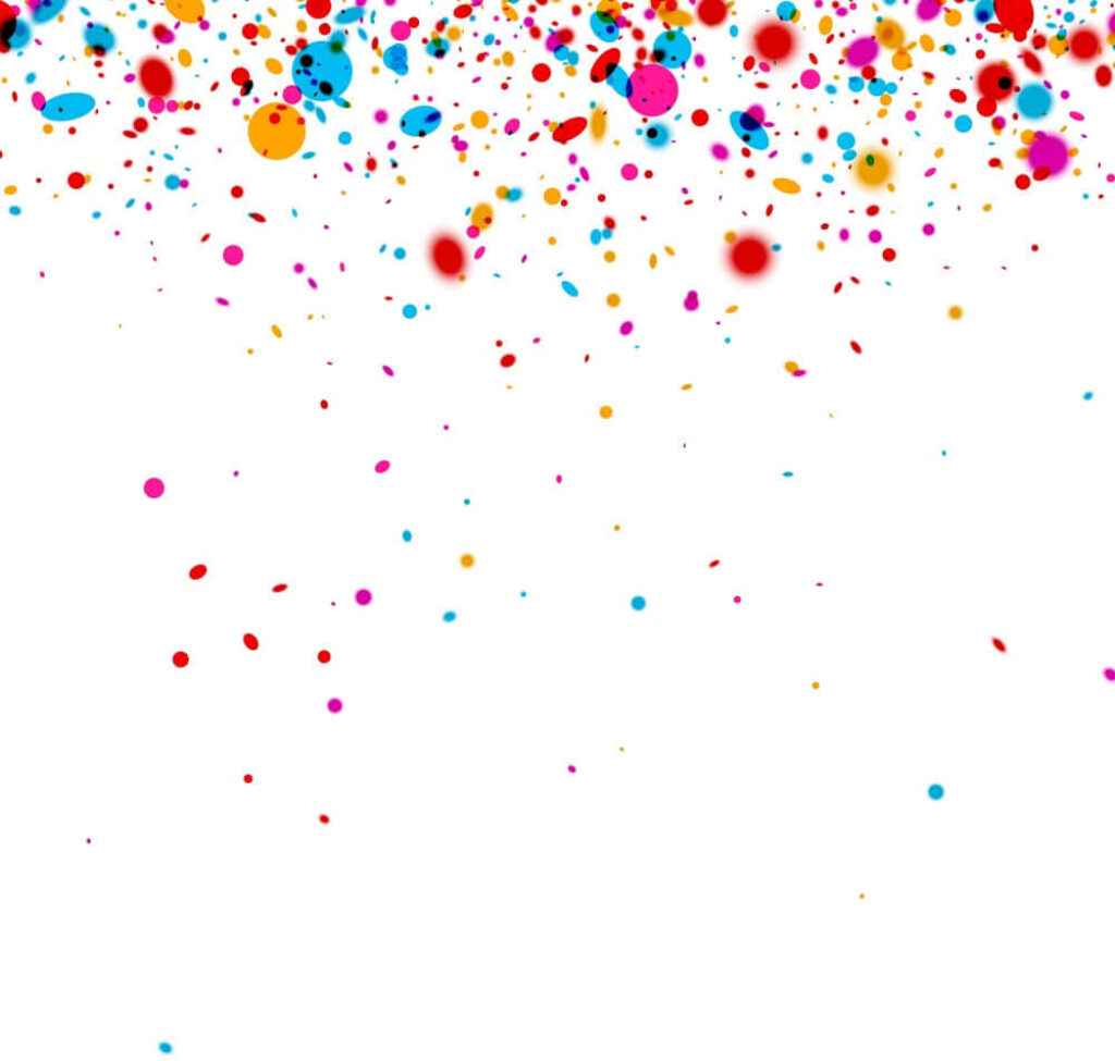 Whirling Delight: Mesmerizing Falling Circle Shaped Confetti - Vibrant White Wallpaper