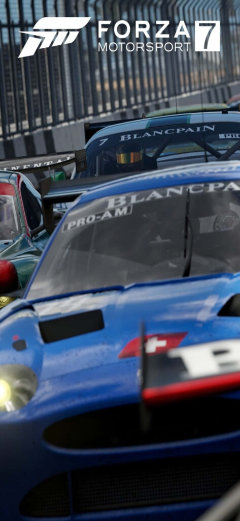 Speed and Beauty: A Captivating Close-Up of a Vibrant Blue Racing Car in Forza Motorsport 7 Wallpaper