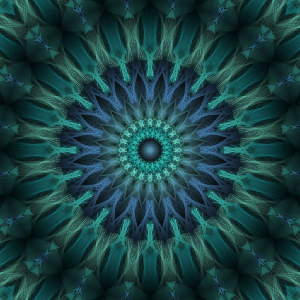 Mesmerizing Fractal Wallpaper: Intricate Blue & Green Patterns