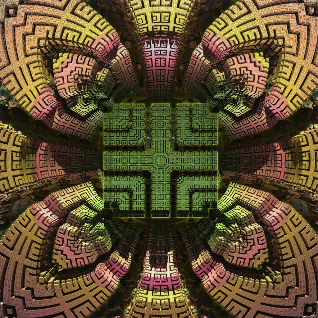 Intricate Fractal Wallpaper: Vivid Geometric Design & Modern Aesthetic