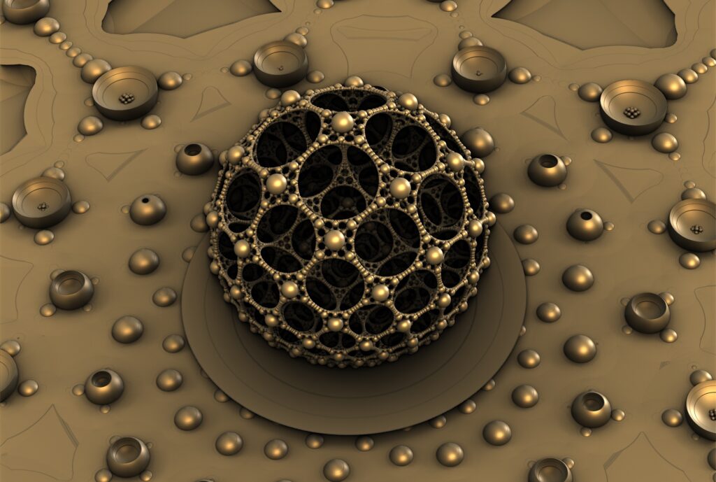 Intricate Fractal Wallpaper: Spherical Geometry on Textured Background