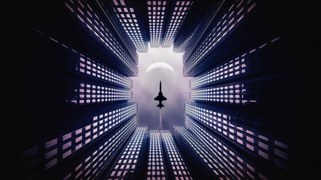 The Majestic Skies: A Tower Tunnel Canvas Art Capturing the Spirit of Jumbo Jets Wallpaper