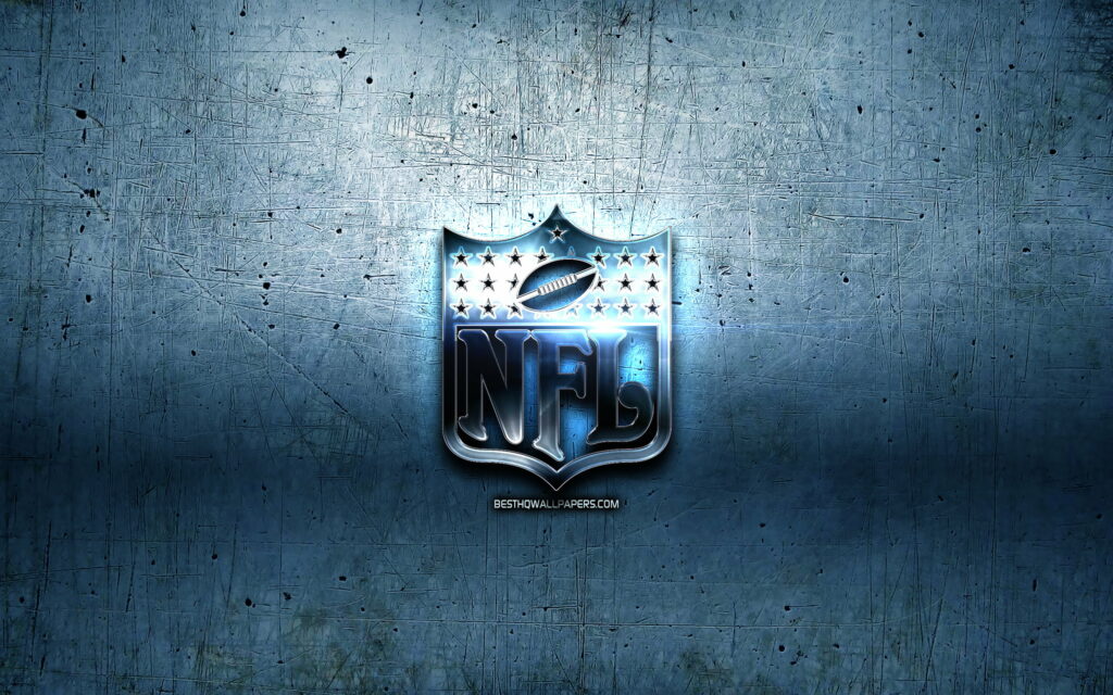 NFL Masterpiece: Majestic 3D Logo on Electric Blue Metal Canvas Wallpaper