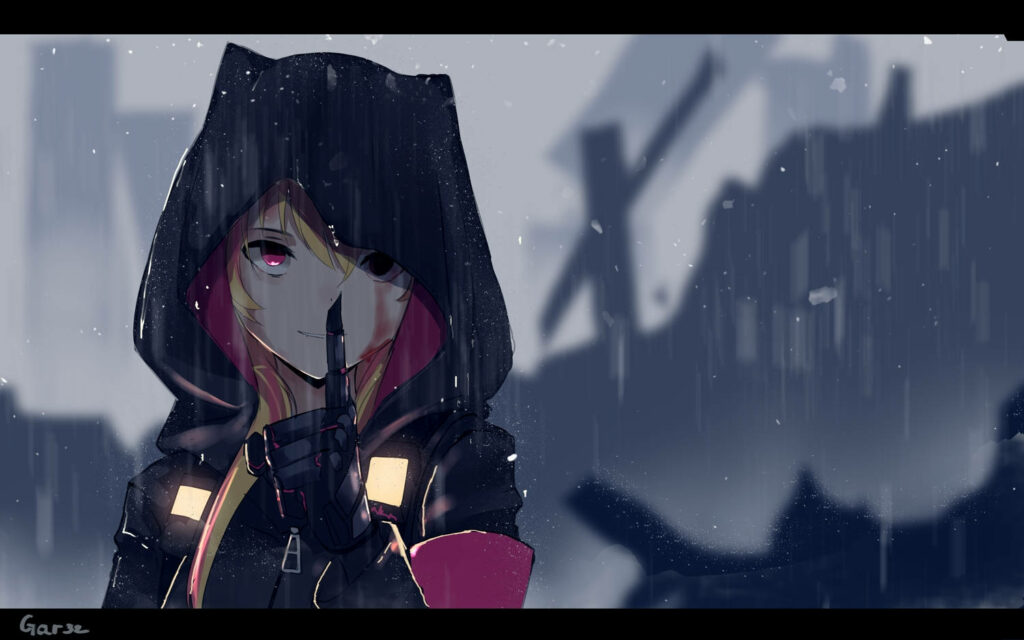Mysterious Girls' Frontline Anime Girl Hoodie Wallpaper Background
