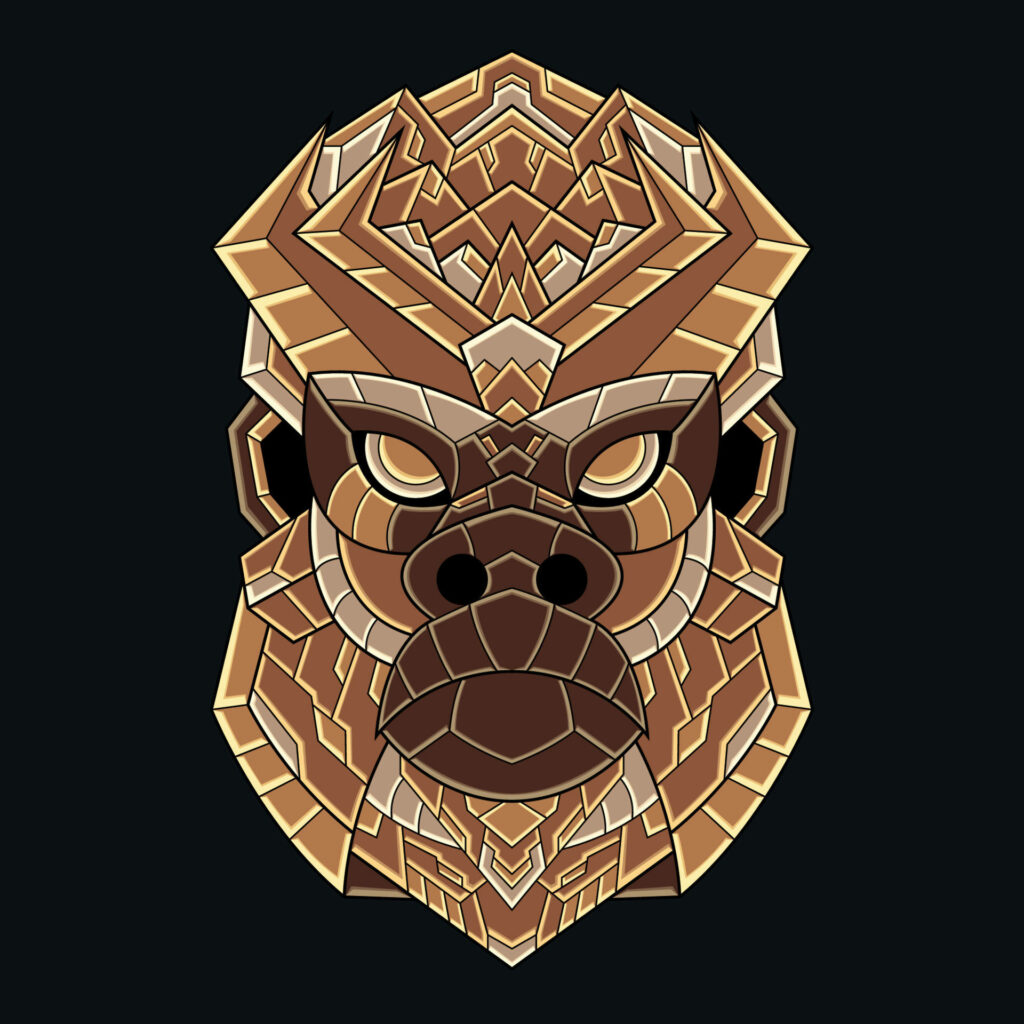 Geometric Gorilla Face Wallpaper: Modern Polygon Art Design