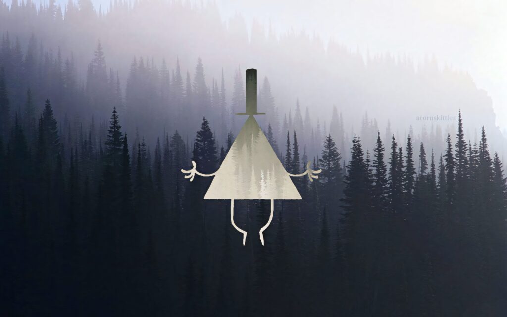 Intriguing Bill Cipher Wallpaper: Mysterious Forest Background