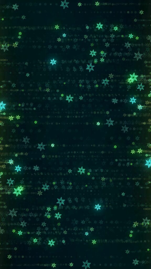 Captivating Green & Blue Snowflake Wallpaper on Dark Background