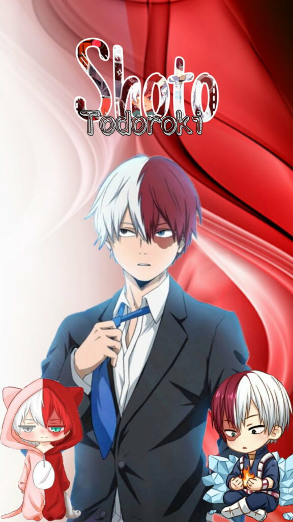 Dual Elemental Power: Shoto Todoroki in High-Definition Anime Background Wallpaper
