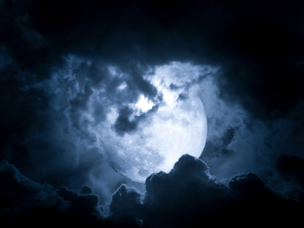 Luminous Full Moon HD Wallpaper: Ethereal Night Sky Background