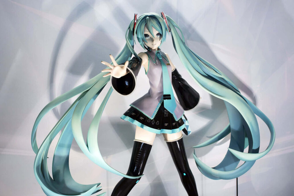 Stunning Hatsune Miku Wallpaper - Futuristic Charm on Dark Background
