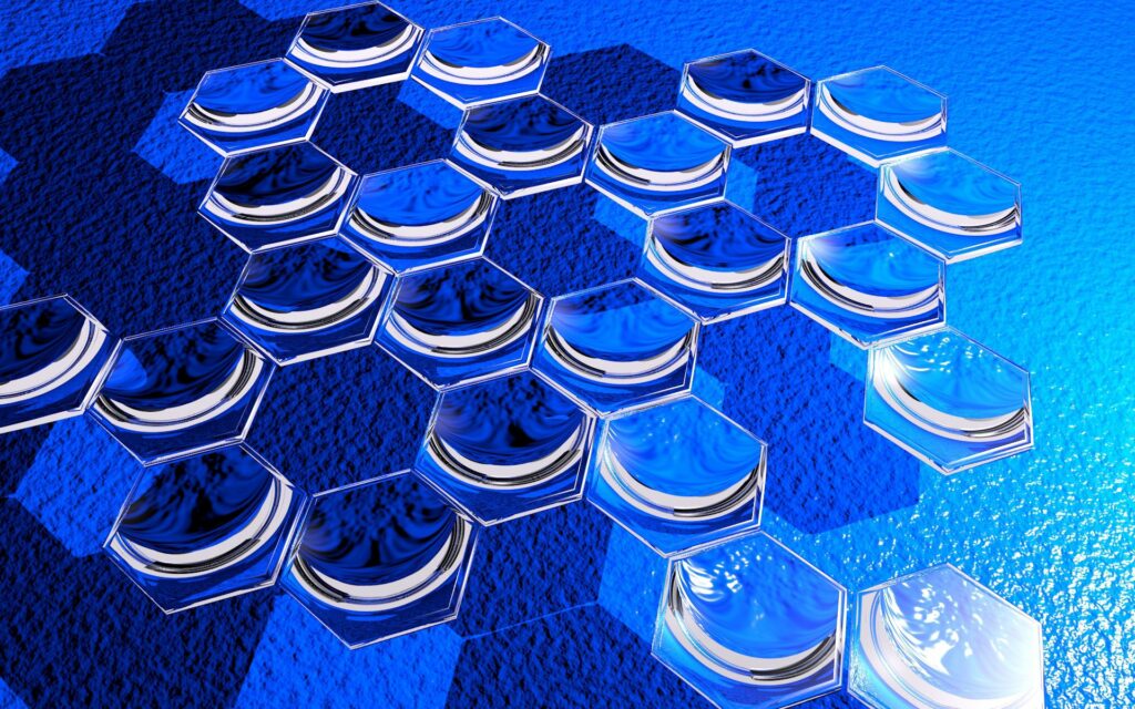 Modern Hexagonal Wallpaper: Bright Blue Glass Design 1920x1200