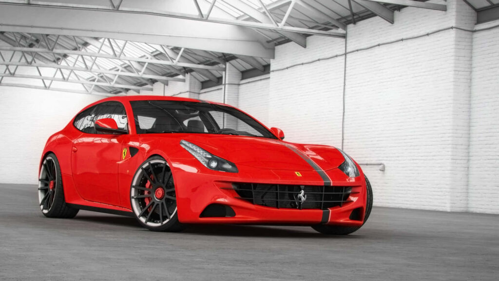 Power in Motion: Exquisite Ferrari FF Commands Attention in Striking Red Hue Wallpaper