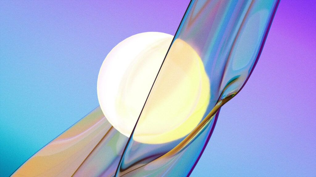 Abstract Luminous Sphere Wallpaper in Pastel Blue & Purple Gradient