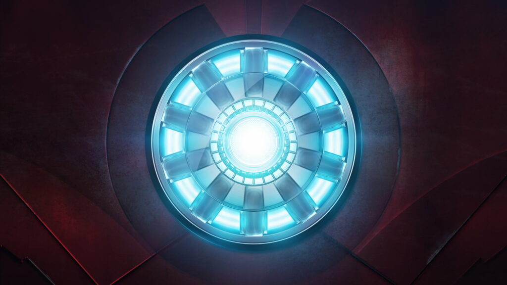 Glowing Logo: Iron Man's Tech Power Shines in HD Wallpaper
