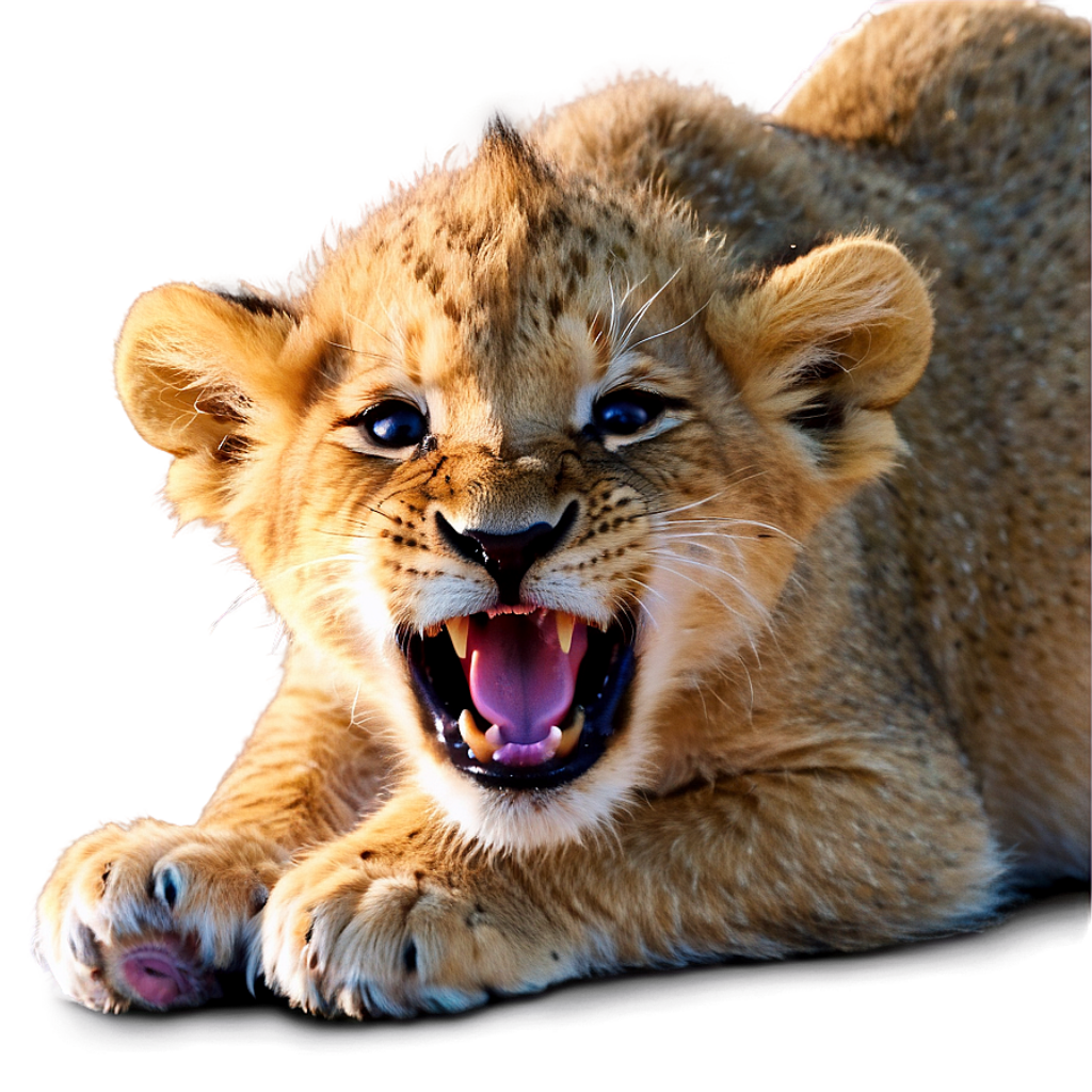 Captivating Lion Cub Yawning: Soft Fur & Tiny Teeth Wallpaper