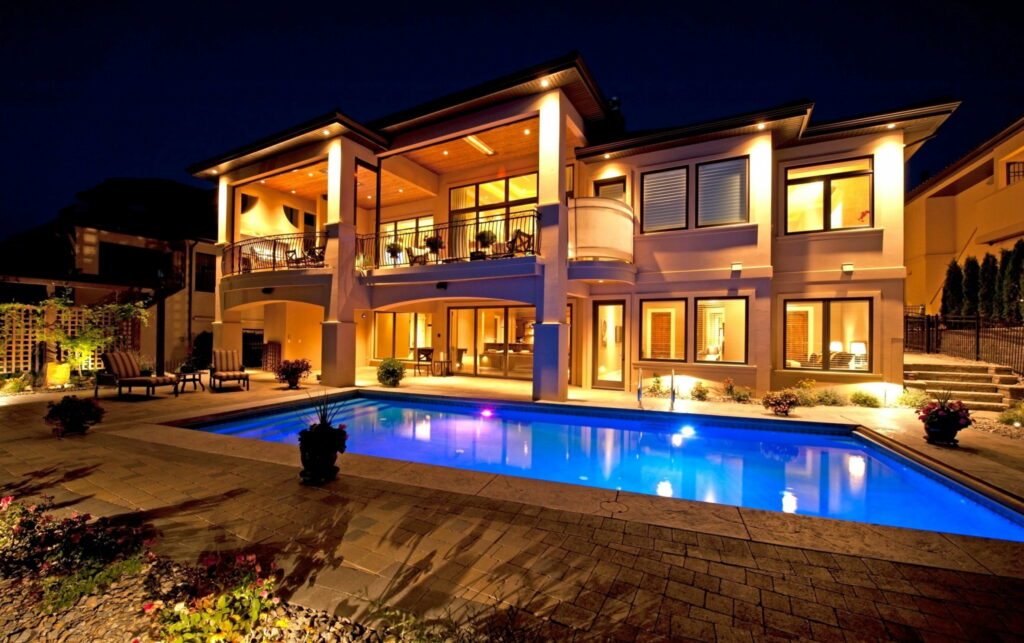 Four Seasons Elegance: Captivating Home with Stunning Villa, Pool, and Beautiful Houses in HD Wallpaper