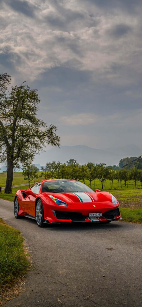 The Majestic Max Ferrari: A Captivating Snapshot Unveiling the Red Ferrari 488 Pista Wallpaper