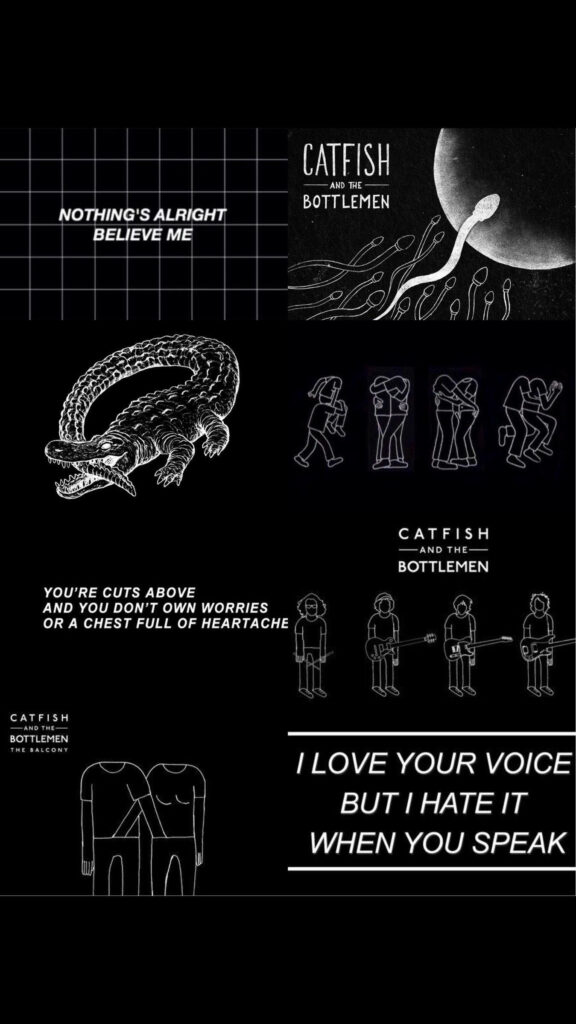 Catching the Music Vibes: A Chic Monochrome Tribute to Catfish and the Bottlemen for Your Indie Phone Background Wallpaper