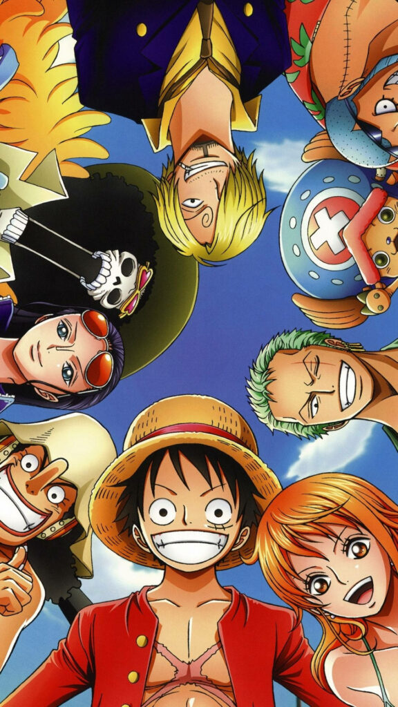 Captivating Character Portraits: Stunning iPhone Wallpaper featuring One Piece Anime Cast