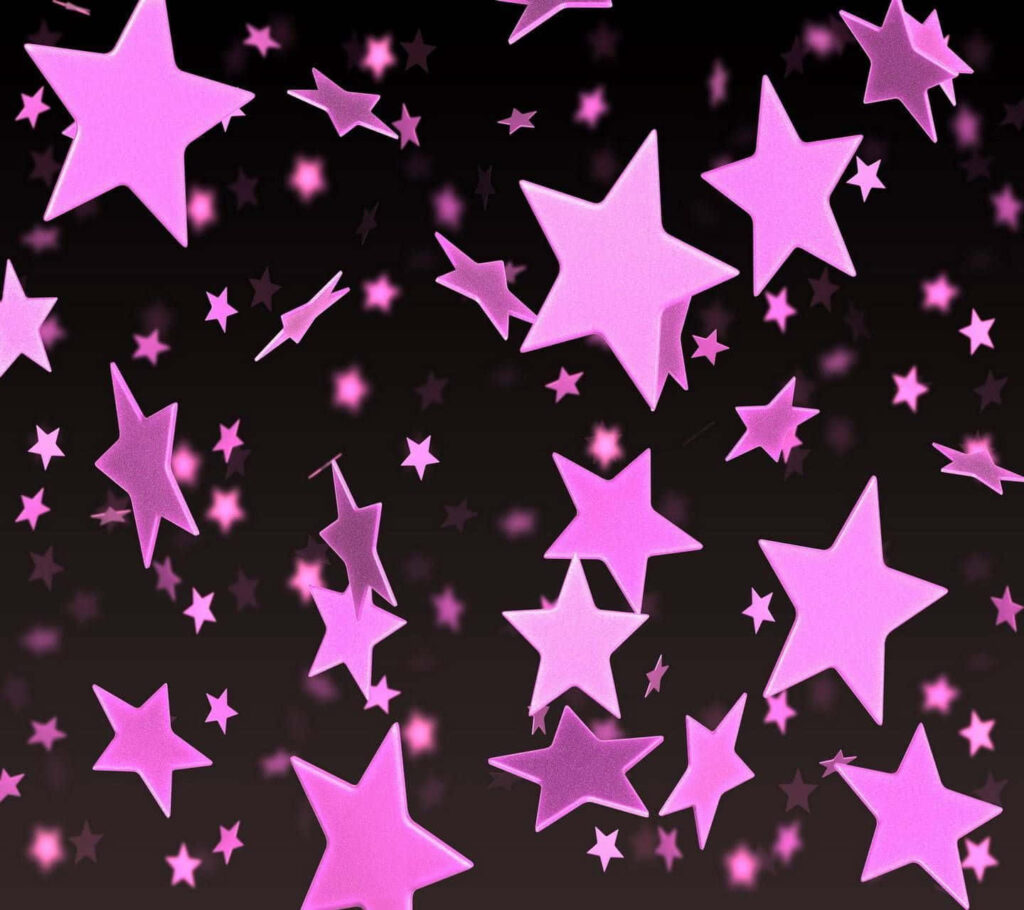 Vibrant Pink 3D Stars Wallpaper on Dark Cosmic Background