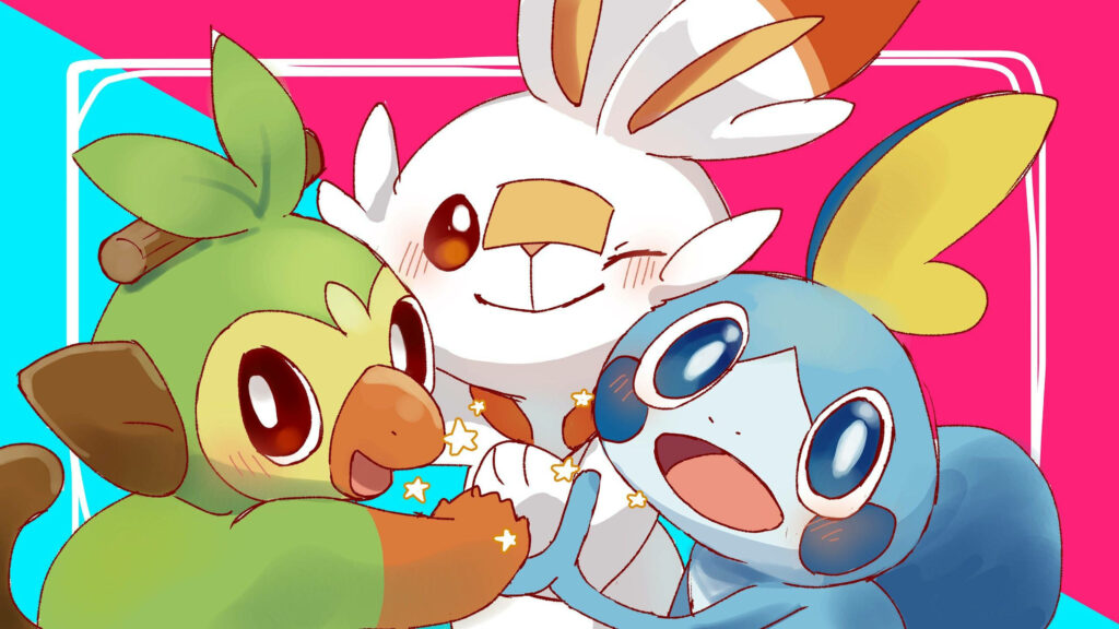 Unveiling the Dynamic Trio: Grookey, Scorbunny, and Sobble in the Vibrant World of Pokemon Sword and Shield Wallpaper
